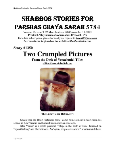 Shabbos Stories — Parshas Chayei Sarah
