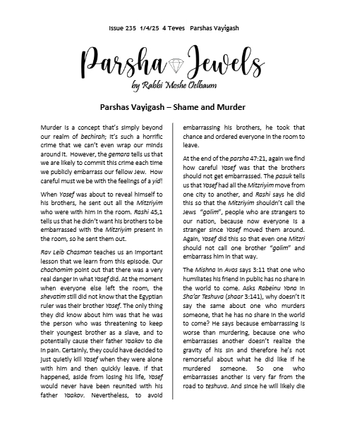 Parsha Jewels — Parshas Vayigash