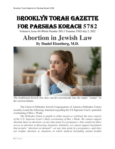 Brooklyn Torah Gazette — Parshas Korach