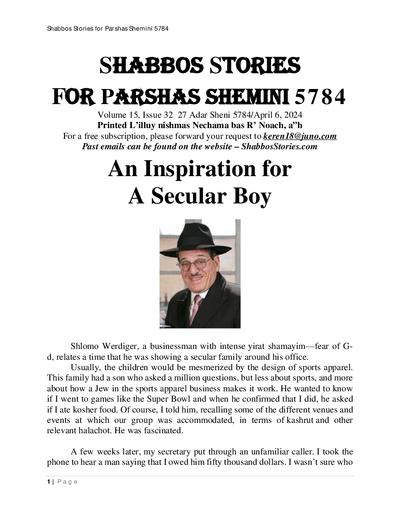 Shabbos Stories — Parshas Shemini
