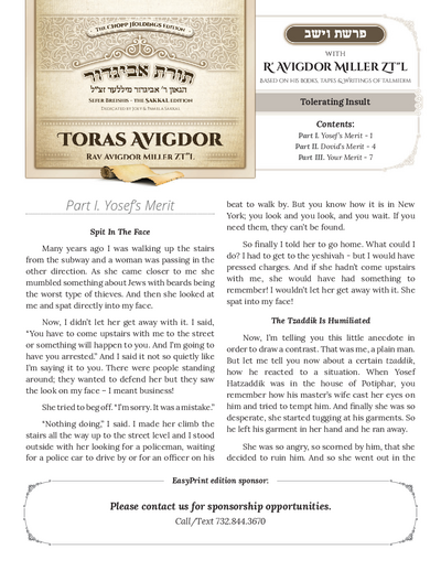 Toras Avigdor — Parshas Vayeishev