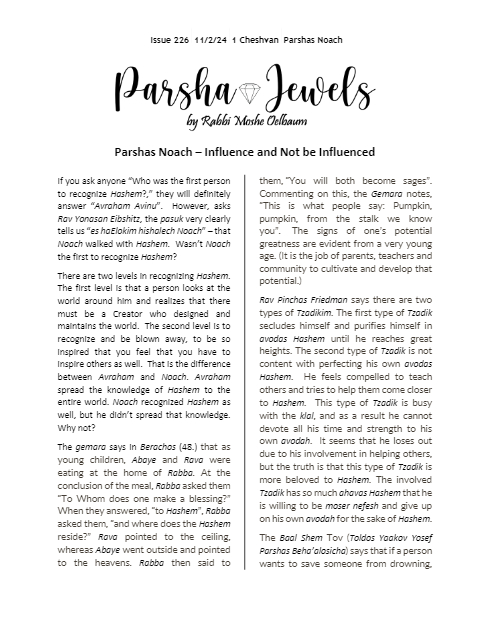 Parsha Jewels — Parshas Noach