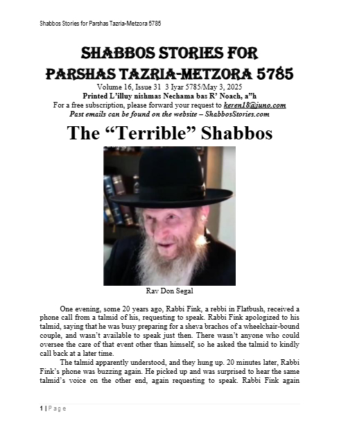 Shabbos Stories — Parshas Tazria - Metzora