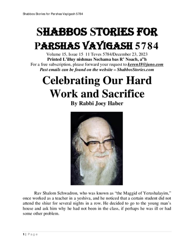 Shabbos Stories — Parshas Vayigash