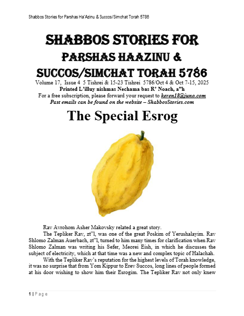 Shabbos Stories — Parshas Ha'azinu