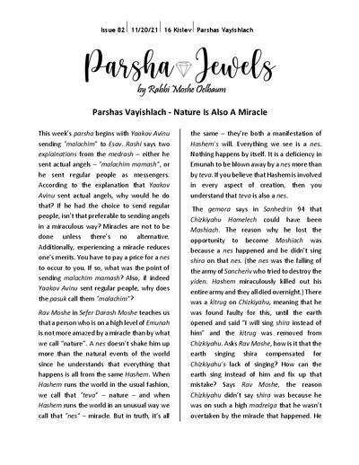 Parsha Jewels — Parshas Vayishlach