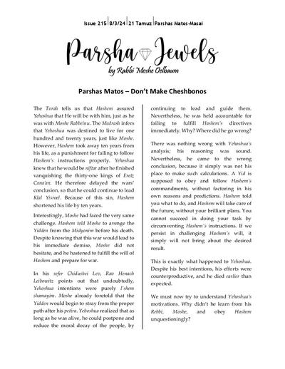 Parsha Jewels — Parshas Matos-Massei