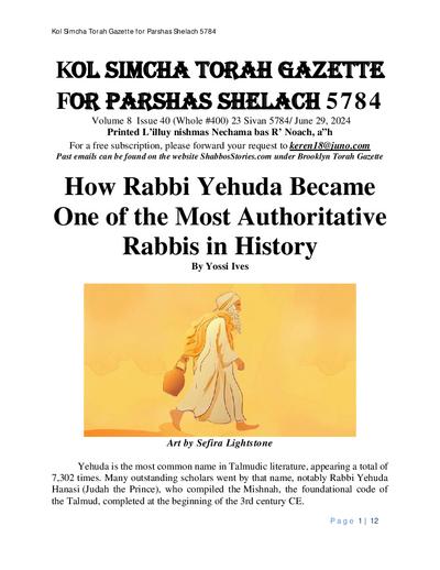 Brooklyn Torah Gazette — Parshas Shlach
