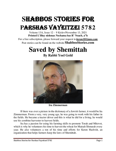 Shabbos Stories — Parshas Vayeitzei