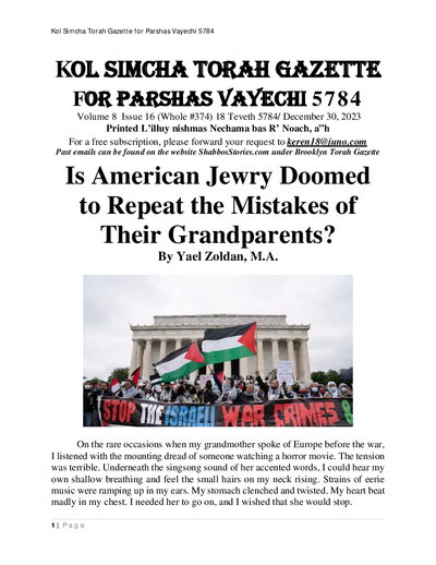 Brooklyn Torah Gazette — Parshas Vayechi