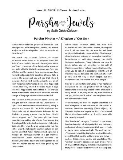 Parsha Jewels — Parshas Pinchas