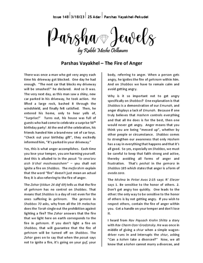 Parsha Jewels — Parshas Vayakhel/Pekudei