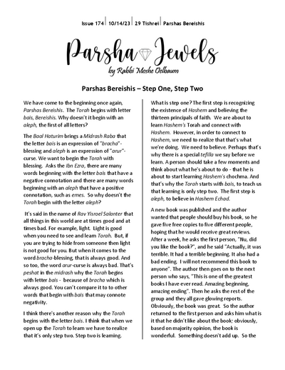 Parsha Jewels — Parshas Bereishit