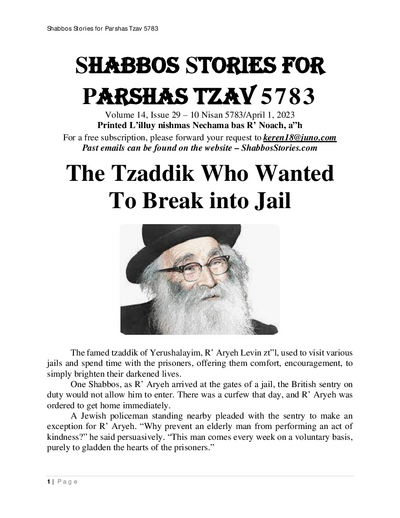 Shabbos Stories — Parshas Tzav