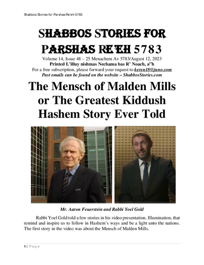 Shabbos Stories — Parshas Re'eh