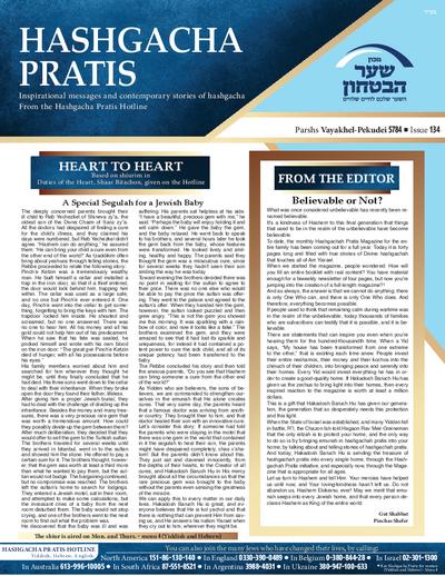Hashgacha Pratis — Parshas Vayak'hel