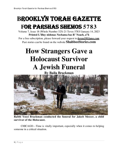 Brooklyn Torah Gazette — Parshas Shemos
