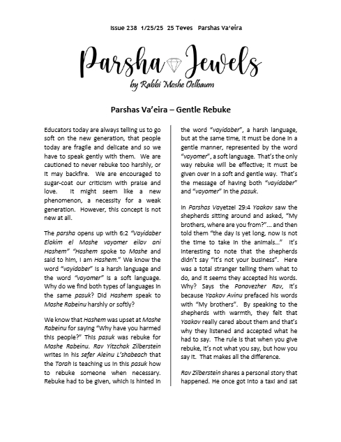 Parsha Jewels — Parshas Va'eira