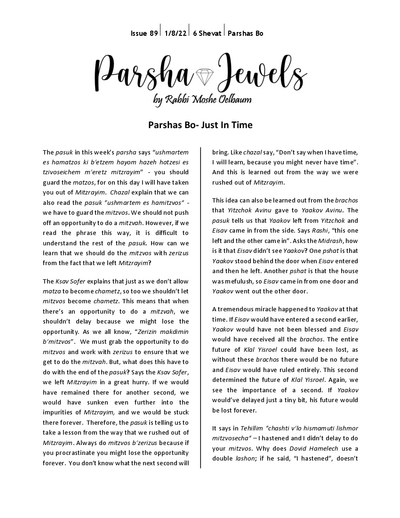 Parsha Jewels — Parshas Bo