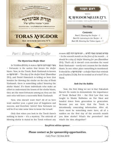 Toras Avigdor — Parshas Nitzavim-Vayelech