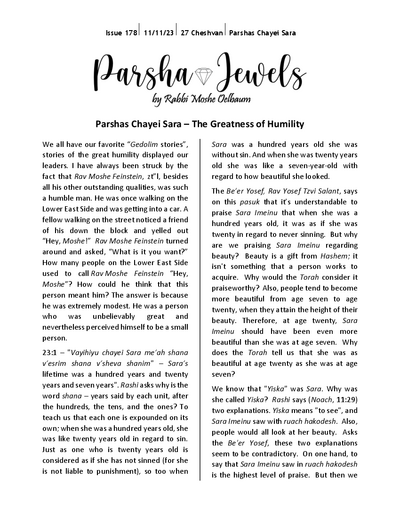 Parsha Jewels — Parshas Chayei Sarah
