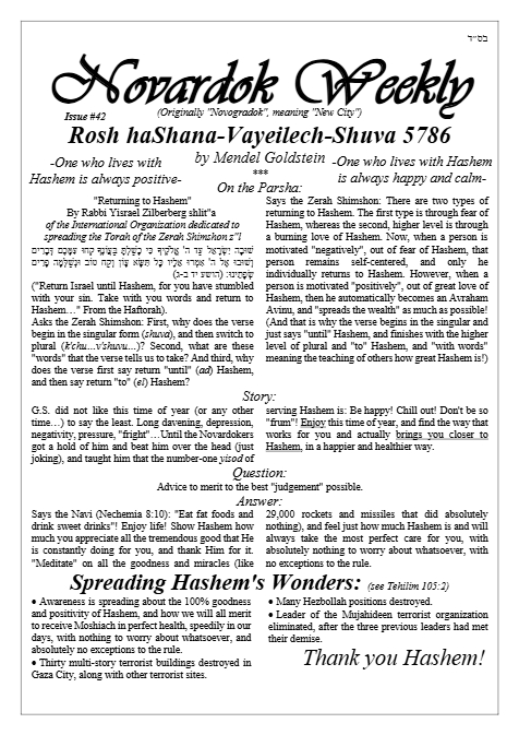 Novardok weekly — Parshas Vayelech