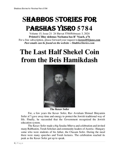 Shabbos Stories — Parshas Yisro