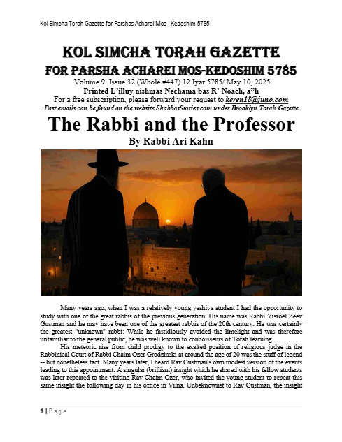 Brooklyn Torah Gazette — Parshas Acharei Mos - Kedoshim