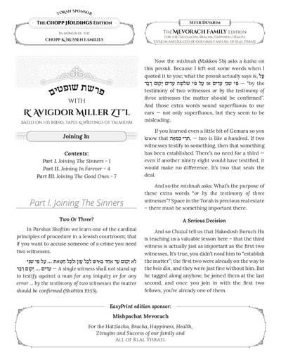 Toras Avigdor — Parshas Shoftim