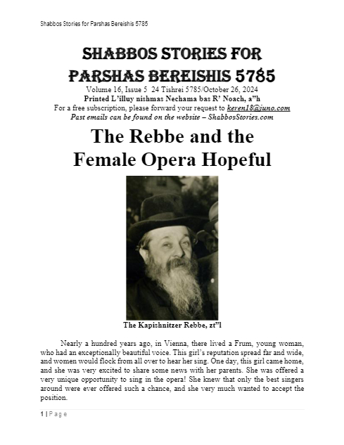 Shabbos Stories — Parshas Bereishit