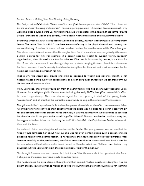 Parsha Jewels — Parshas Re'eh
