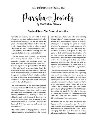 Parsha Jewels — Parshas Eikev