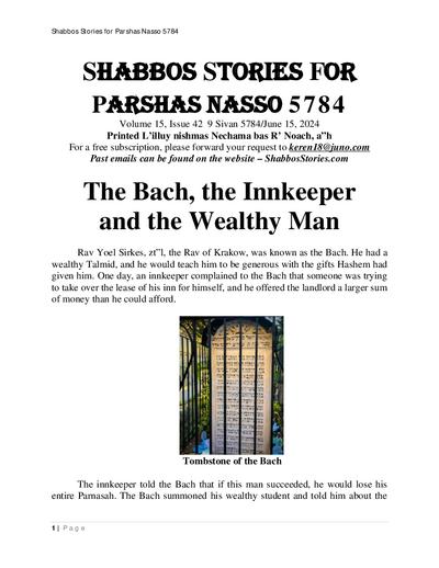 Shabbos Stories — Parshas Naso