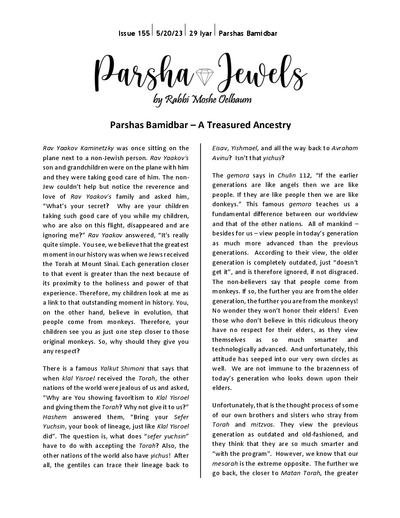 Parsha Jewels — Parshas Bamidbar