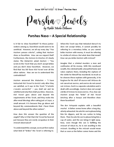 Parsha Jewels — Parshas Naso