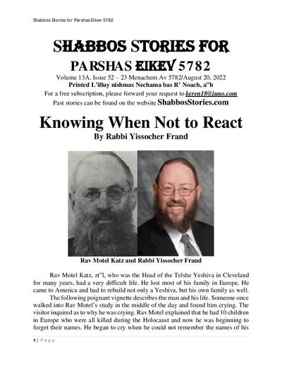 Shabbos Stories — Parshas Eikev