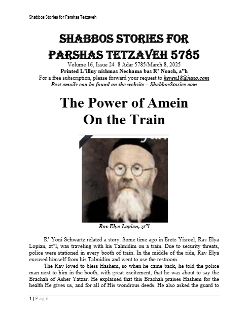 Shabbos Stories — Parshas Tetzaveh