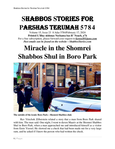 Shabbos Stories — Parshas Terumah