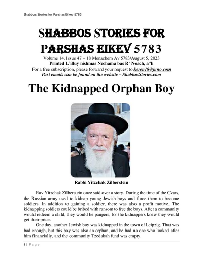 Shabbos Stories — Parshas Eikev