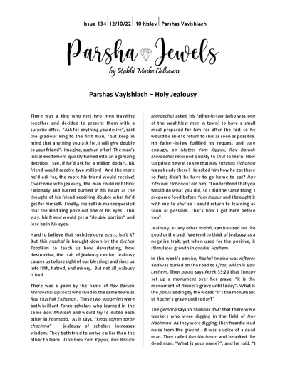 Parsha Jewels — Parshas Vayishlach