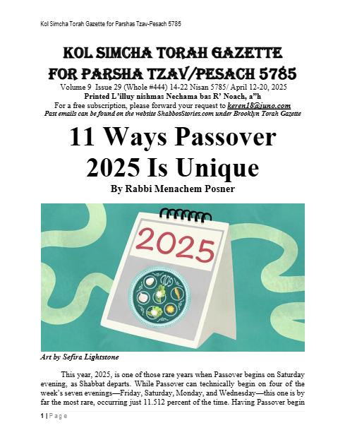 Brooklyn Torah Gazette — Parshas Tsav