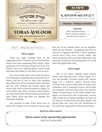 Toras Avigdor — Parshas Bo