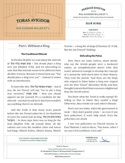 Toras Avigdor — Parshas Shoftim