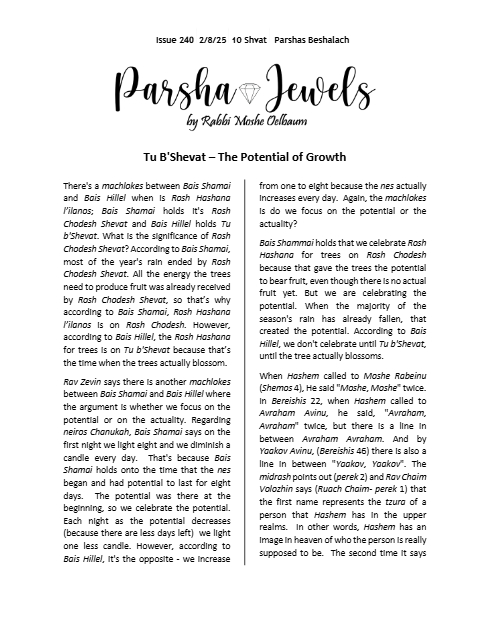 Parsha Jewels — Parshas Beshalach