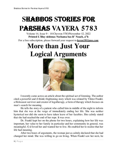 Shabbos Stories — Parshas Vayeira