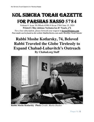 Brooklyn Torah Gazette — Parshas Naso