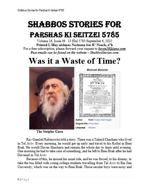 Shabbos Stories — Parshas Ki Teitzei