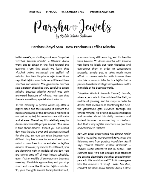Parsha Jewels — Parshas Chayei Sarah