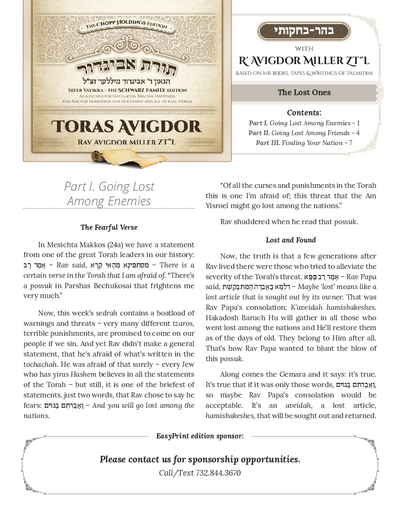 Toras Avigdor — Parshas Behar - Bechukosai