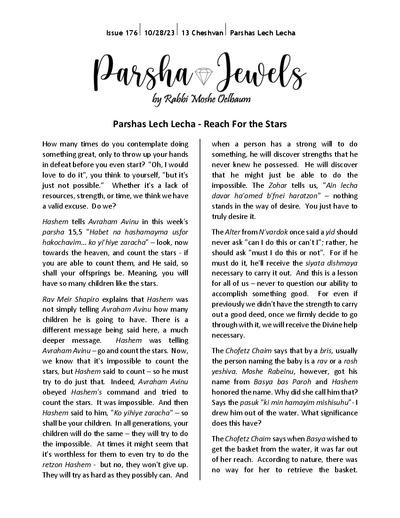 Parsha Jewels — Parshas Lech-Lecha